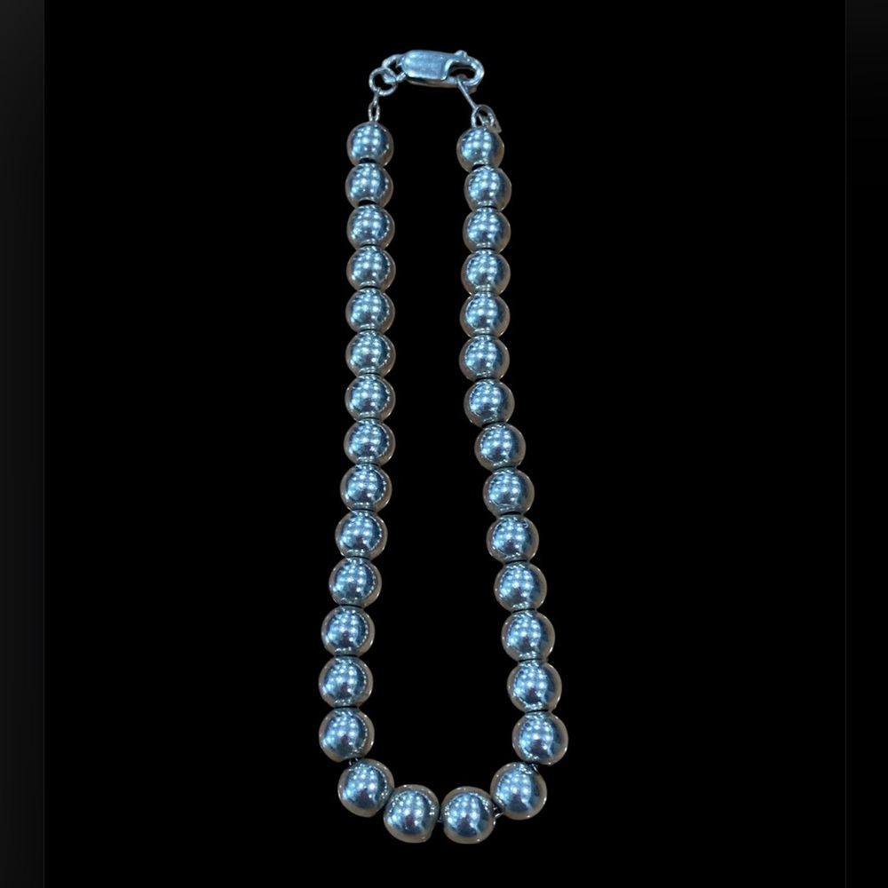 Vintage Mexican Sterling Silver Bead Bracelet